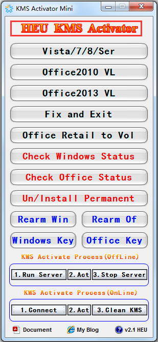KMS Activator Mini(Win7) V2.1 ӢľGɫ